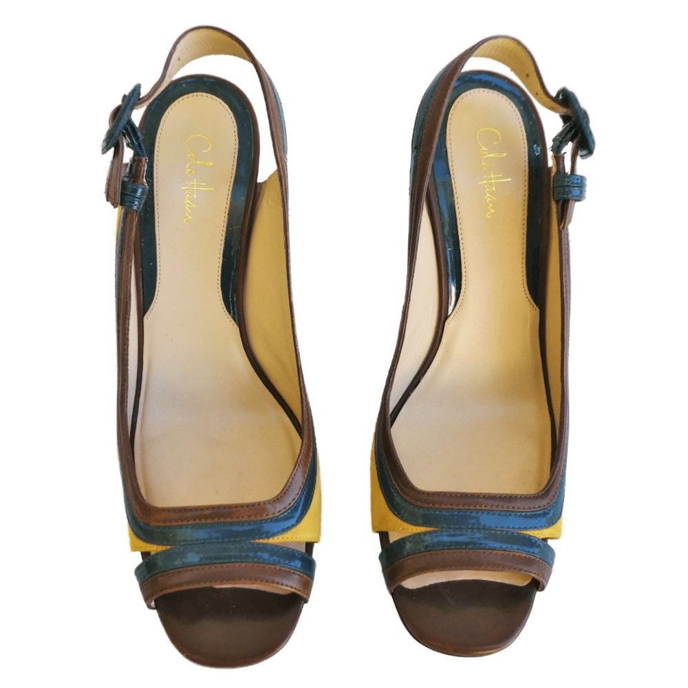Cole Haan x Nike Air Block Heels Suede Leather Sling Back Buckle Strap 9.5 B - Picture 2 of 10